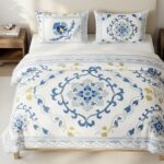 Celestia Blue & White Bed Sheet